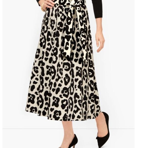 Talbots Pleated Tie Waist Leopard Skirt size 14P EUC! - Picture 2 of 4